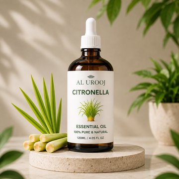 AL UROOJ Citronella Essential Oil 120ml – 100% Pure & Natural for Aromatherapy, Diffusers & Skincare
