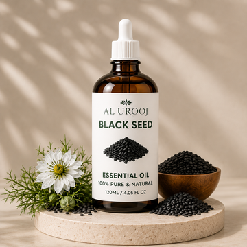 Al Urooj Black Seed Essential Oil – 100% Pure & Natural Cold-Pressed Nigella Sativa Oil (120ml)
