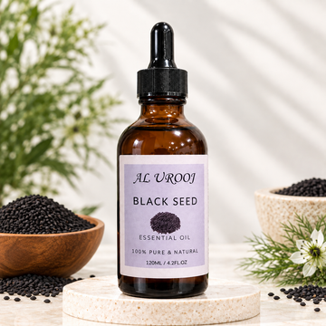 Al Urooj Black Seed Essential Oil – 100% Pure & Natural Cold-Pressed Nigella Sativa Oil (120ml)